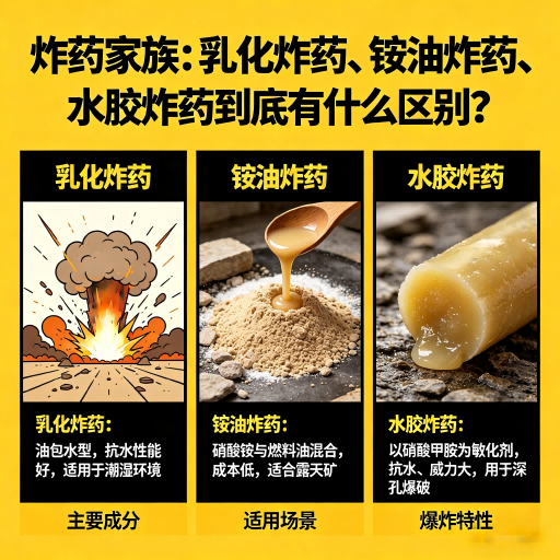 平度炸药家族：乳化炸药、铵油炸药、水胶炸药到底有什么区别？